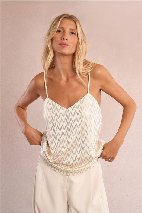 Molly Braken Top zig zag dorado