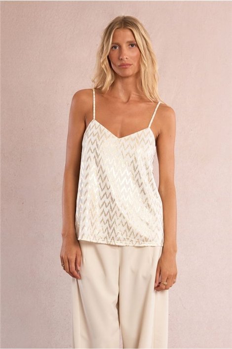 Molly Braken Top zig zag dorado