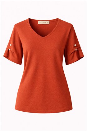 Guimanos Blusa caldera con detalle broche de perlas