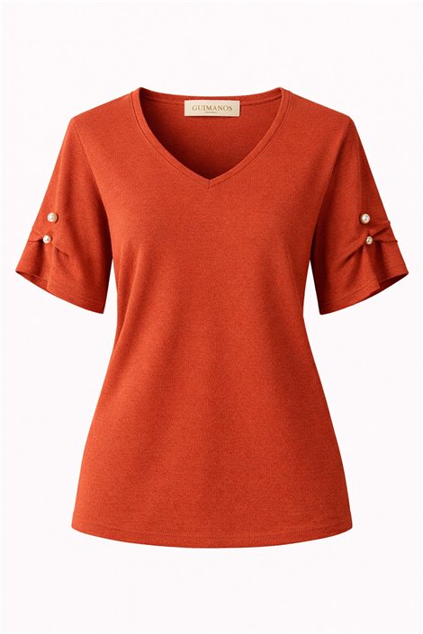 Guimanos Blusa caldera con detalle broche de perlas