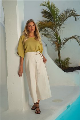 Guimanos Falda midi envolvente color crudo