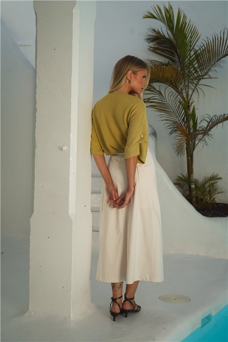 Guimanos Falda midi envolvente color crudo
