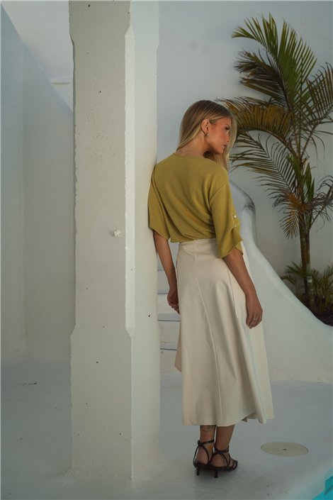 Guimanos Falda midi envolvente color crudo