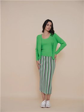 WNT Falda verde con listado lurex