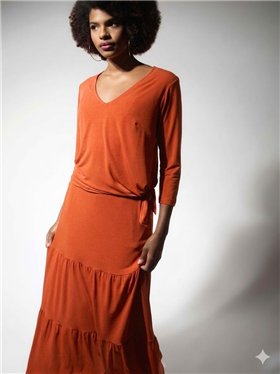 Malena Blusa efecto raso color caldera