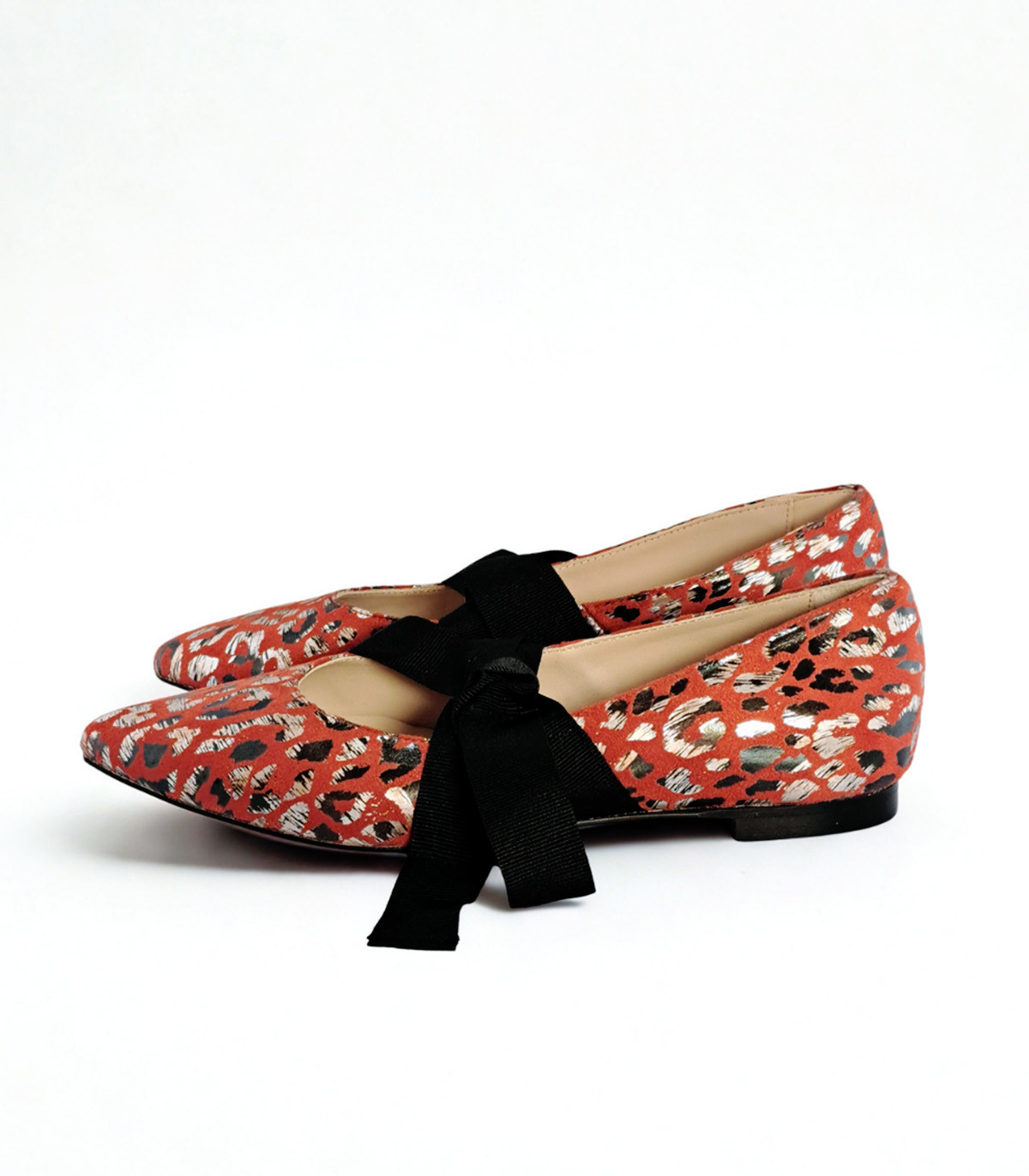 Vosso Moda Manoletina rojo print con lazada