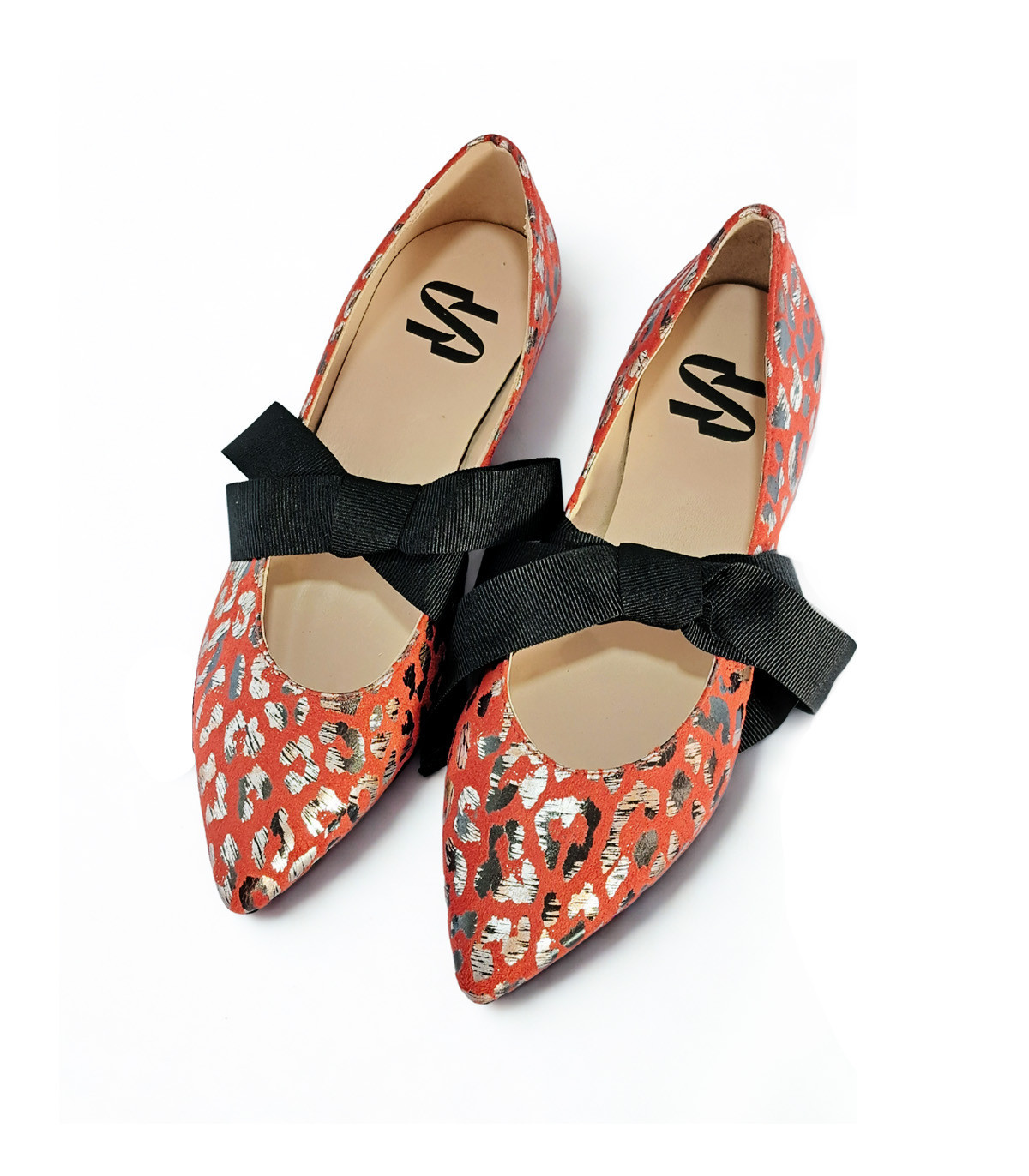 Vosso Moda Manoletina rojo print con lazada