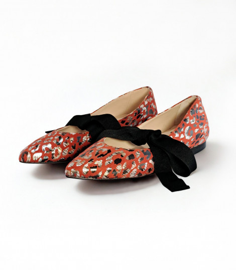 Vosso Moda Manoletina rojo print con lazada