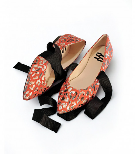 Vosso Moda Manoletina rojo print con lazada