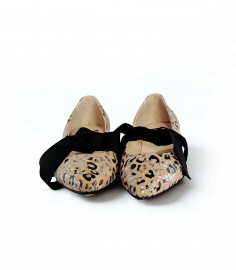 Vosso Moda Manoletina beige print con lazada