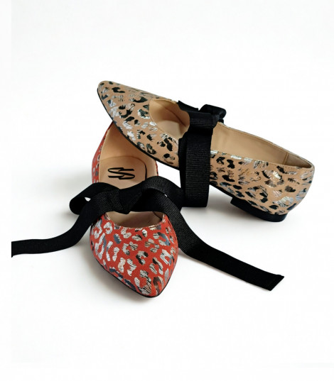 Vosso Moda Manoletina beige print con lazada