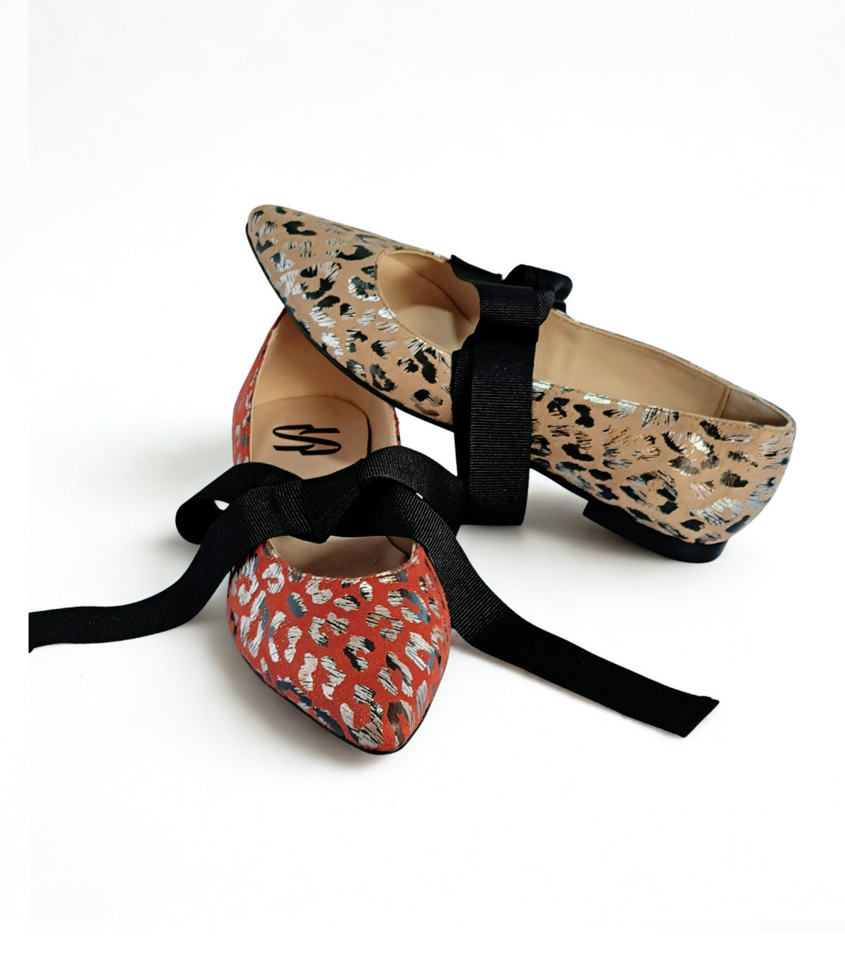 Vosso Moda Manoletina beige print con lazada