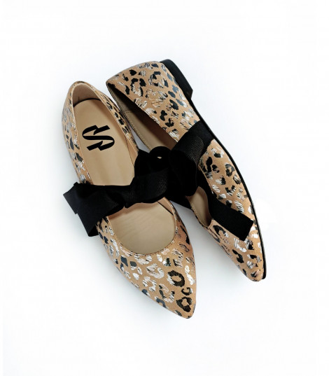 Vosso Moda Manoletina beige print con lazada