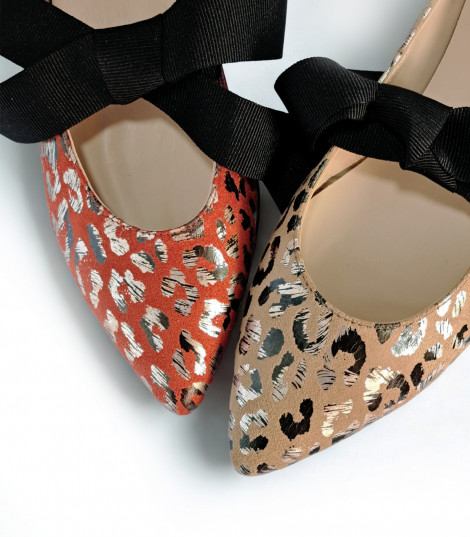 Vosso Moda Manoletina beige print con lazada