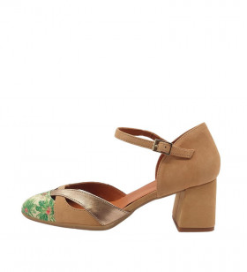Vosso Moda Zapato de ante camel con puntera estampada
