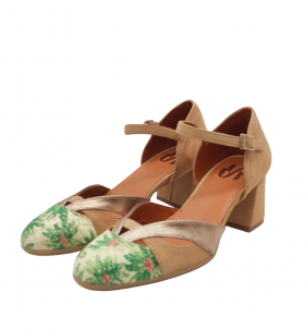 Vosso Moda Zapato de ante camel con puntera estampada
