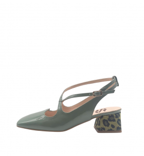 Vosso Moda Zapato de punta cuadrada verde metalizado