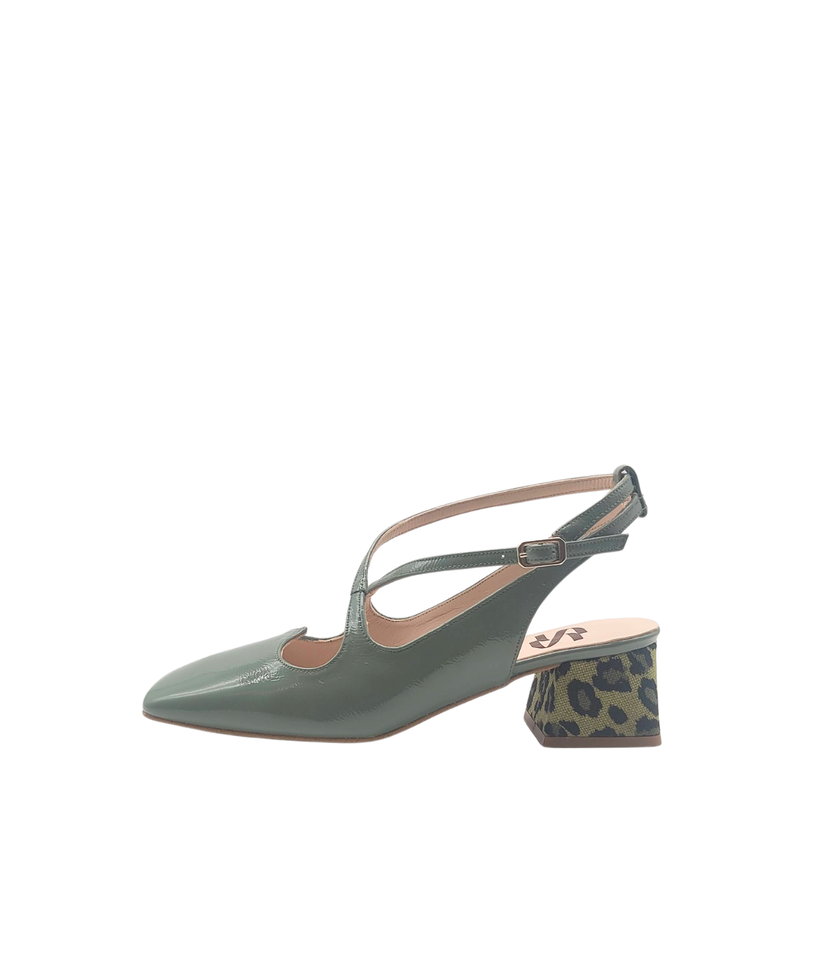 Vosso Moda Zapato de punta cuadrada verde metalizado