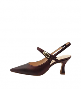 Vera Rebato Zapato destalonado chocolate y detalle dorado