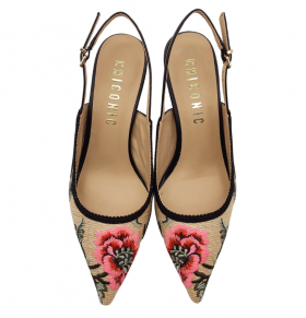 Chiconic Zapato destalonado de rafia con bordados