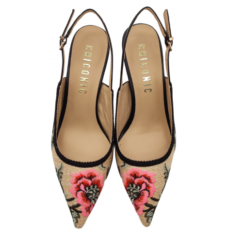 Chiconic Zapato destalonado de rafia con bordados