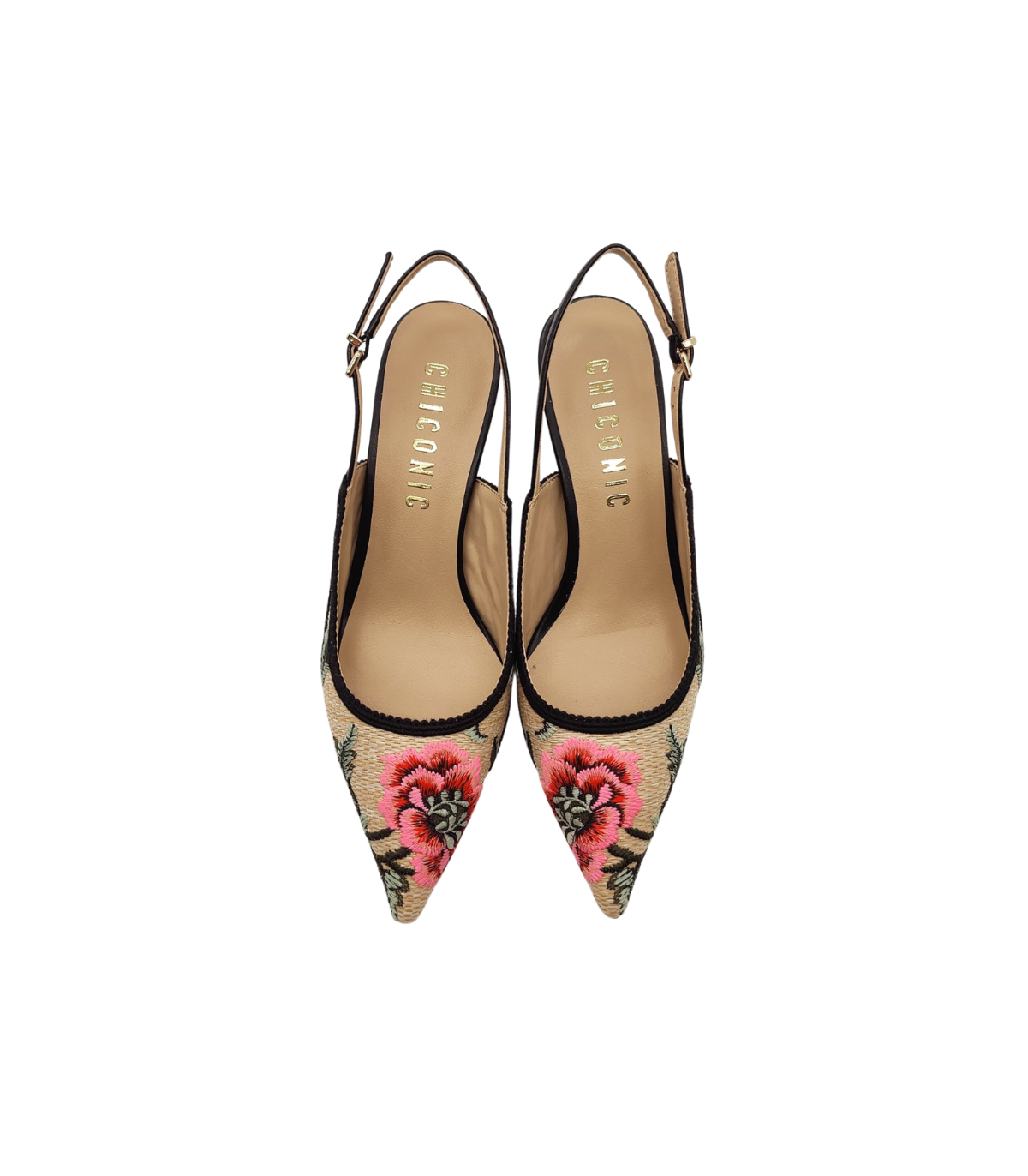 Chiconic Zapato destalonado de rafia con bordados