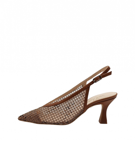 Vera Rebato Zapato destalonado de tejido color marrón