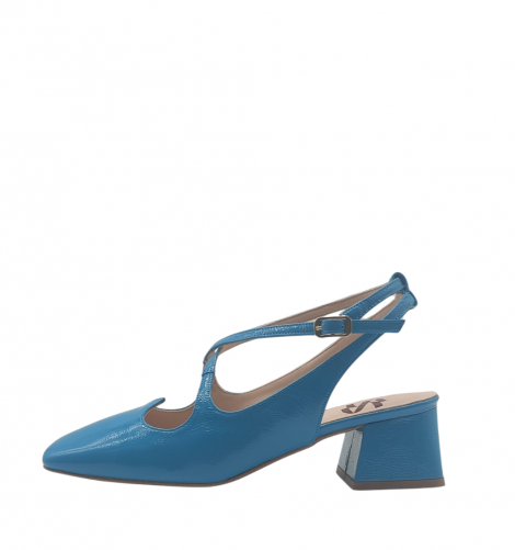 Vosso Moda Zapato de punta cuadrada azul metalizado