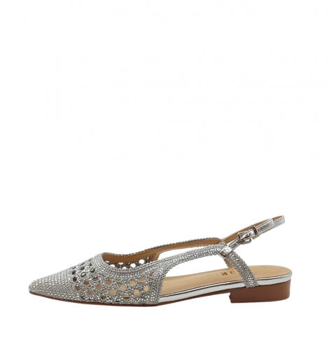 Chiconic Zapato plano destalonado en piel plateada