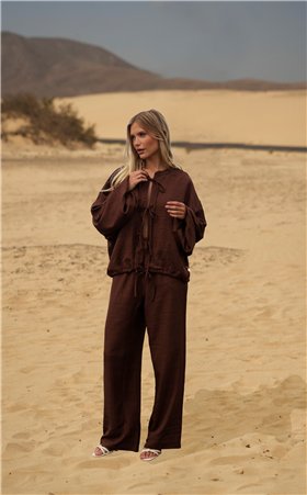 Guimanos Pantalón palazzo color chocolate