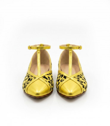 Vosso Moda Manoletina metal amarillo estampado