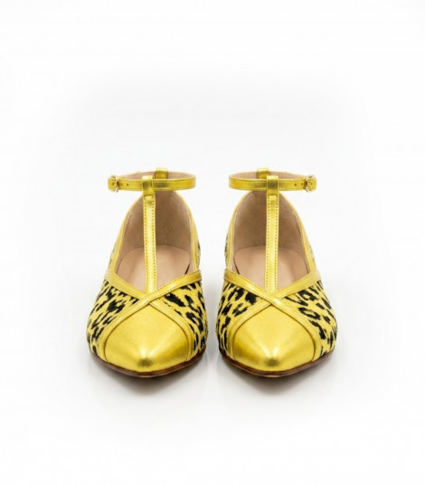 Vosso Moda Manoletina metal amarillo estampado