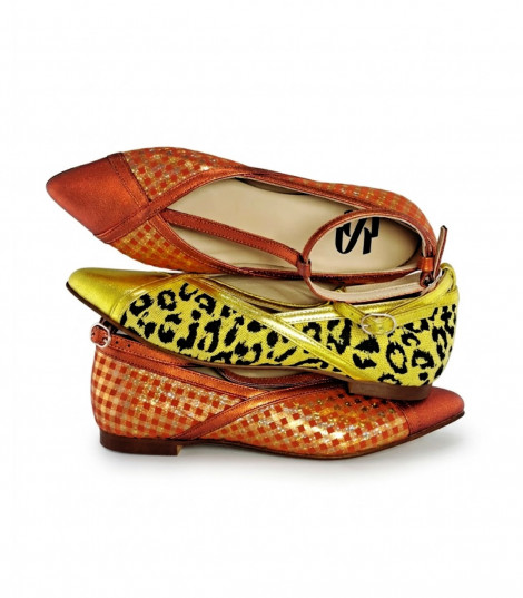 Vosso Moda Manoletina metal amarillo estampado