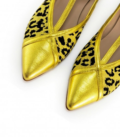 Vosso Moda Manoletina metal amarillo estampado