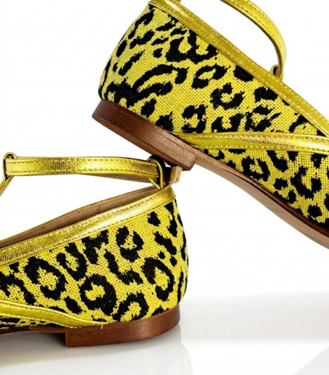 Vosso Moda Manoletina metal amarillo estampado