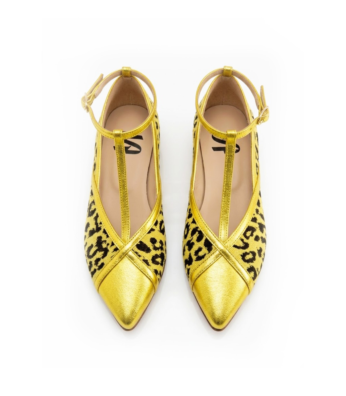 Vosso Moda Manoletina metal amarillo estampado