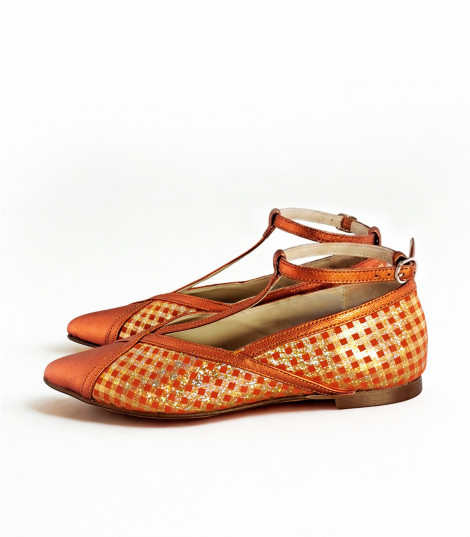 Vosso Moda Manoletina metal coral estampado