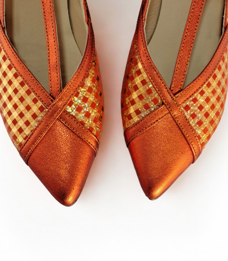 Vosso Moda Manoletina metal coral estampado
