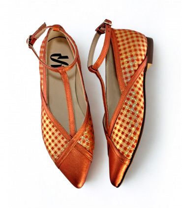 Vosso Moda Manoletina metal coral estampado
