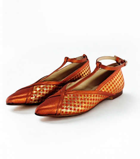 Vosso Moda Manoletina metal coral estampado