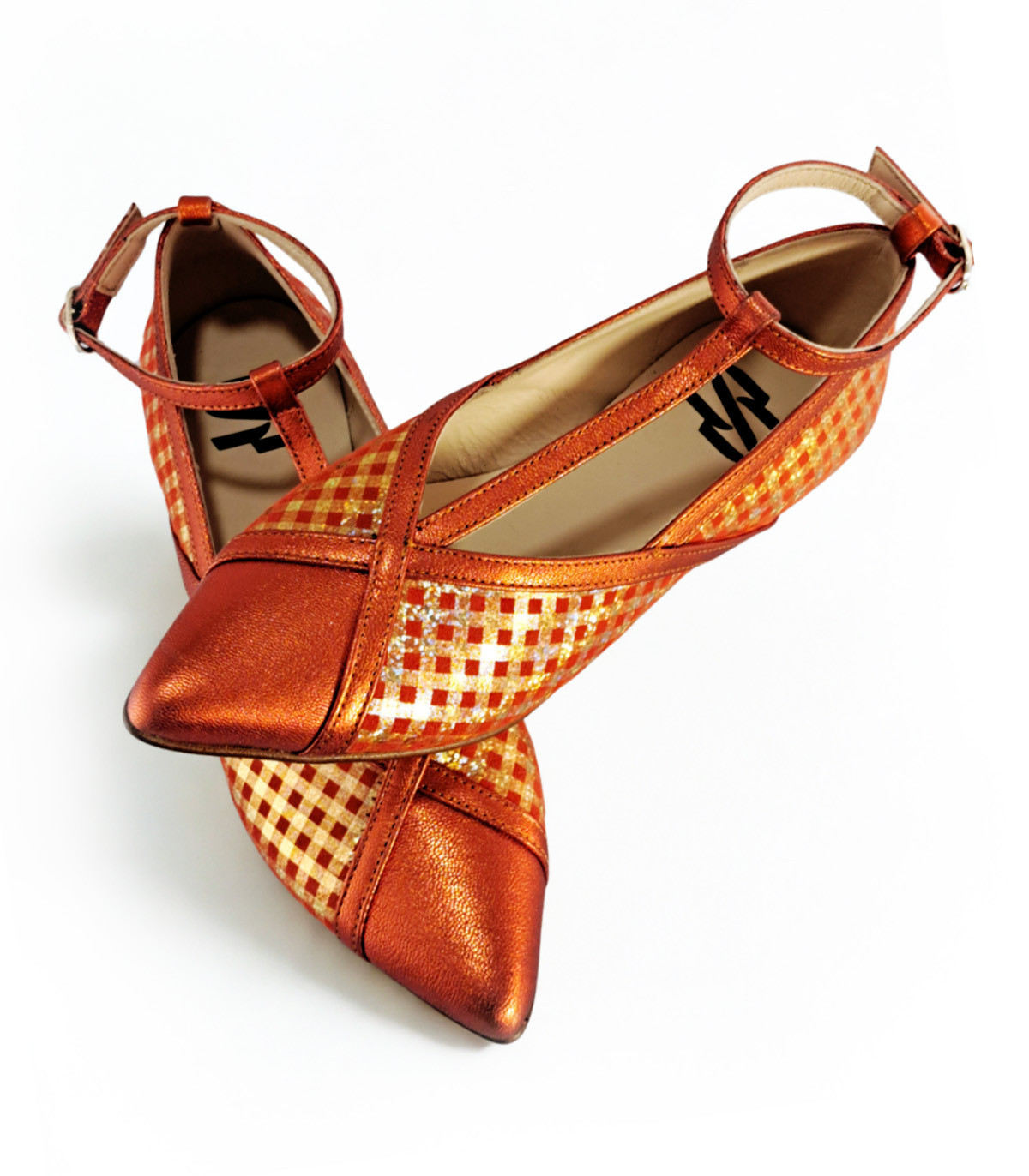 Vosso Moda Manoletina metal coral estampado