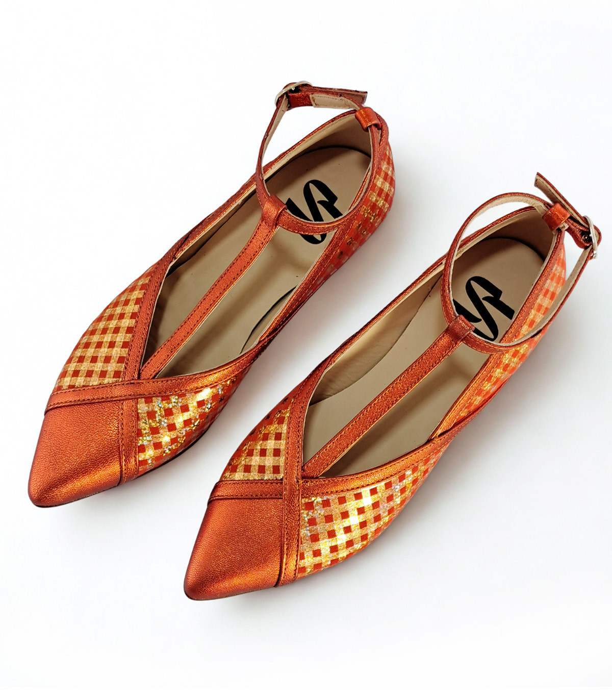 Vosso Moda Manoletina metal coral estampado