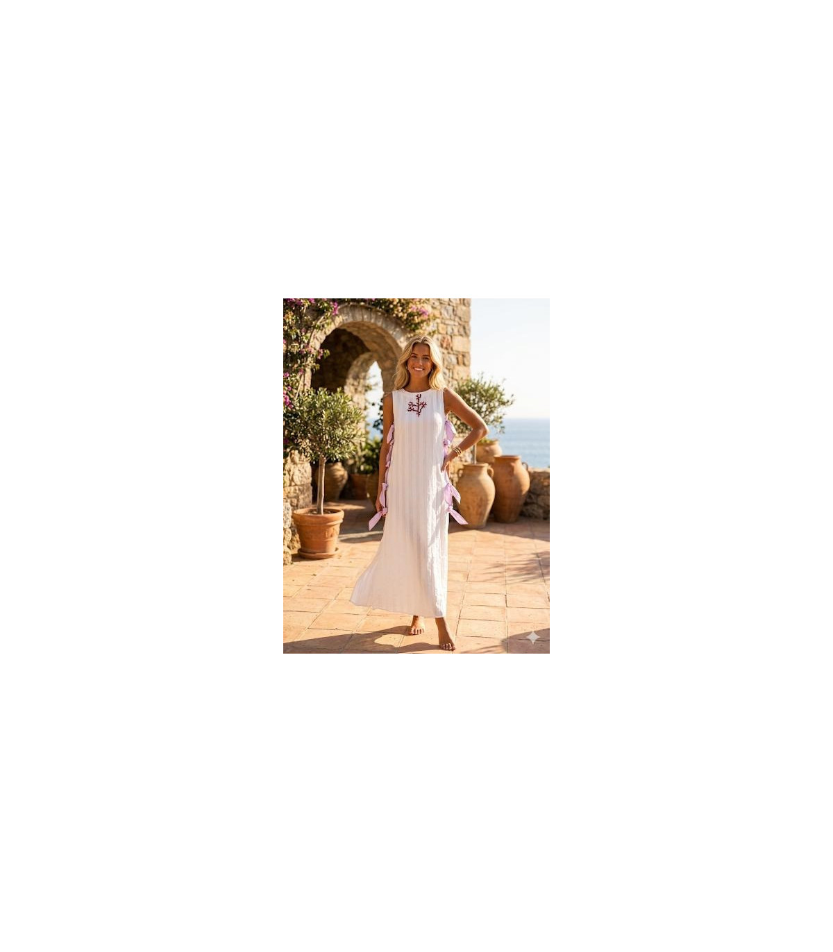 Be Sunset Vestido doble tejido con detalle lazos