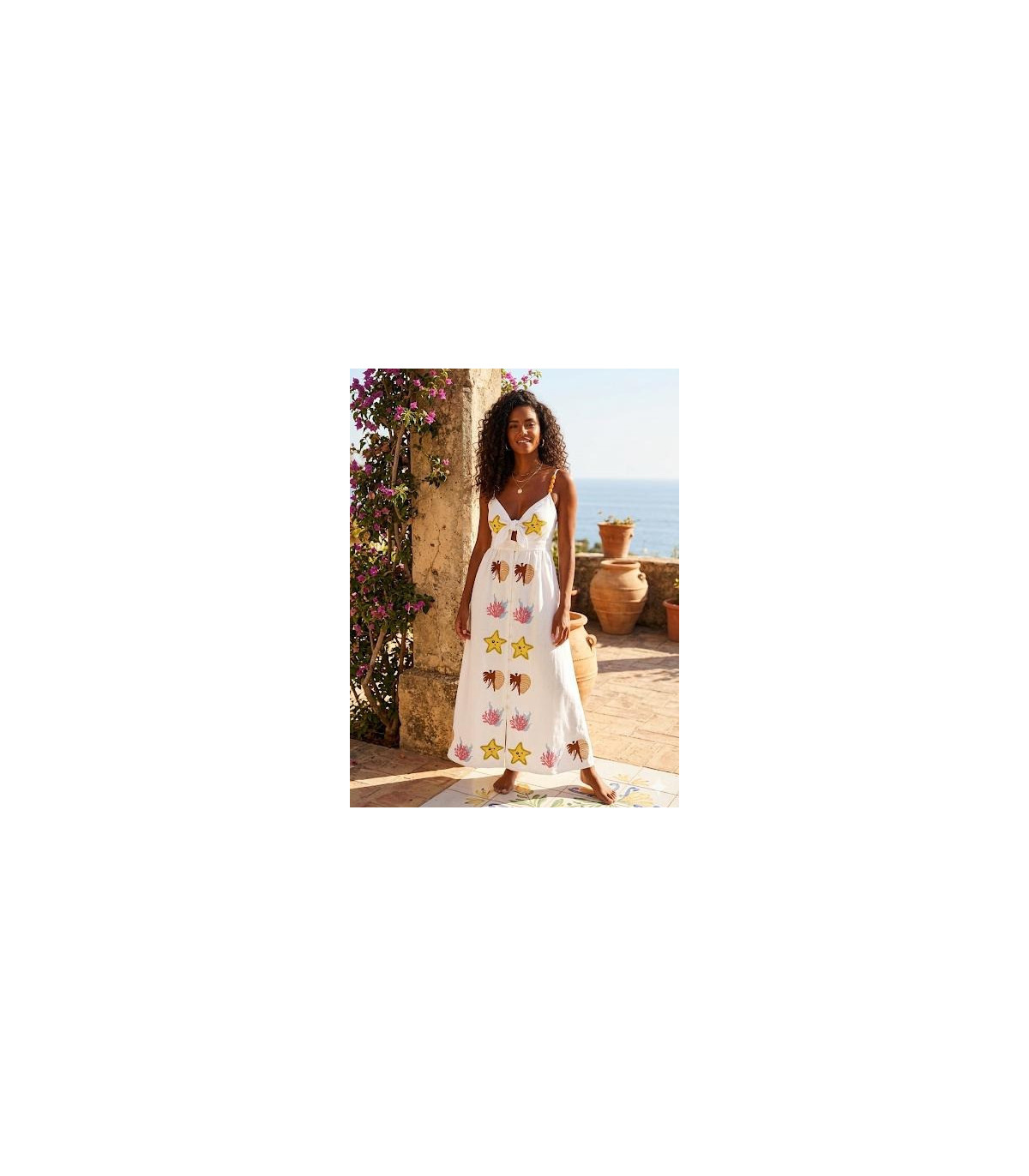 Be Sunset Vestido Touch Life con lazada y estampado mar