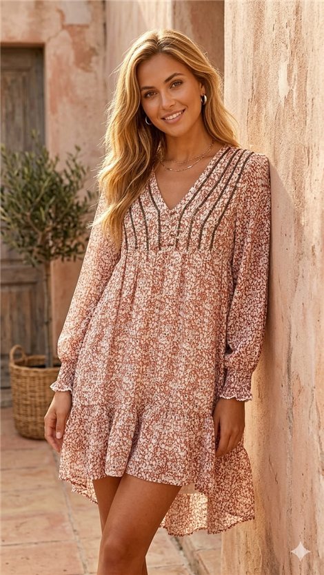 GL Vestido corto con volantes y lentejuelas