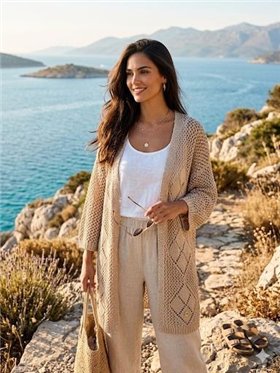 Guimanos Chaqueta 3/4 en crochet beige