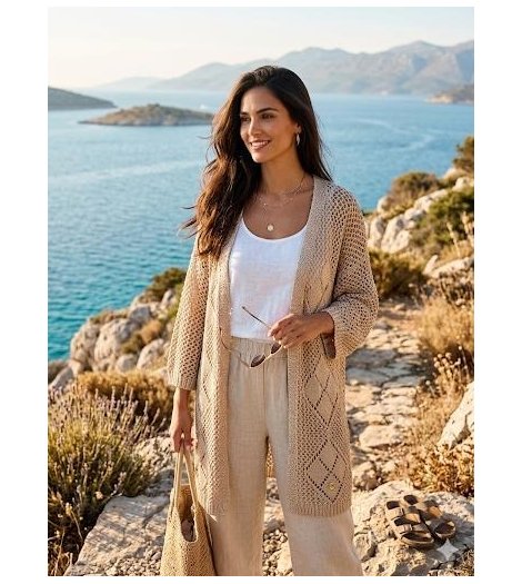 Guimanos Chaqueta 3/4 en crochet beige