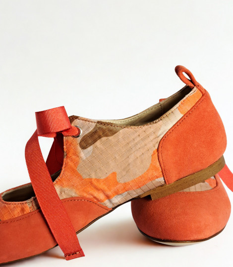Vosso Moda Manoletina coral estampado con lazada