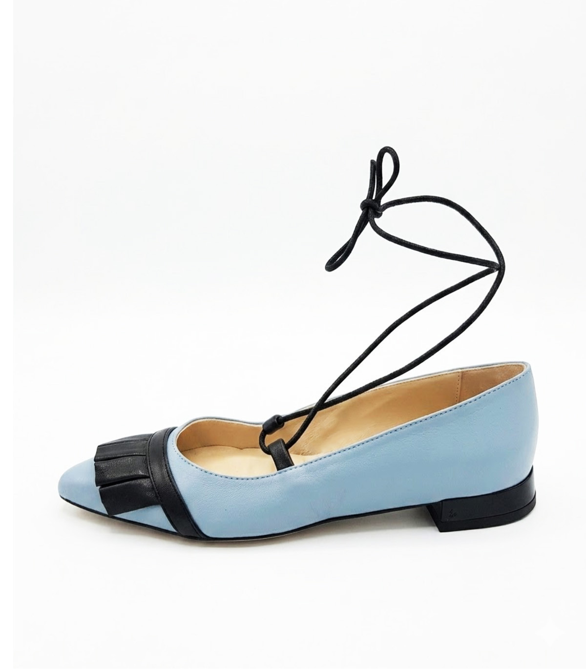 Vosso Moda Manoletina piel azul con flecos