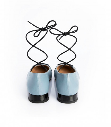 Vosso Moda Manoletina piel azul con flecos